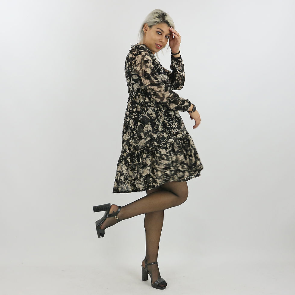 Zwarte print jurk Black Just Black Elieke