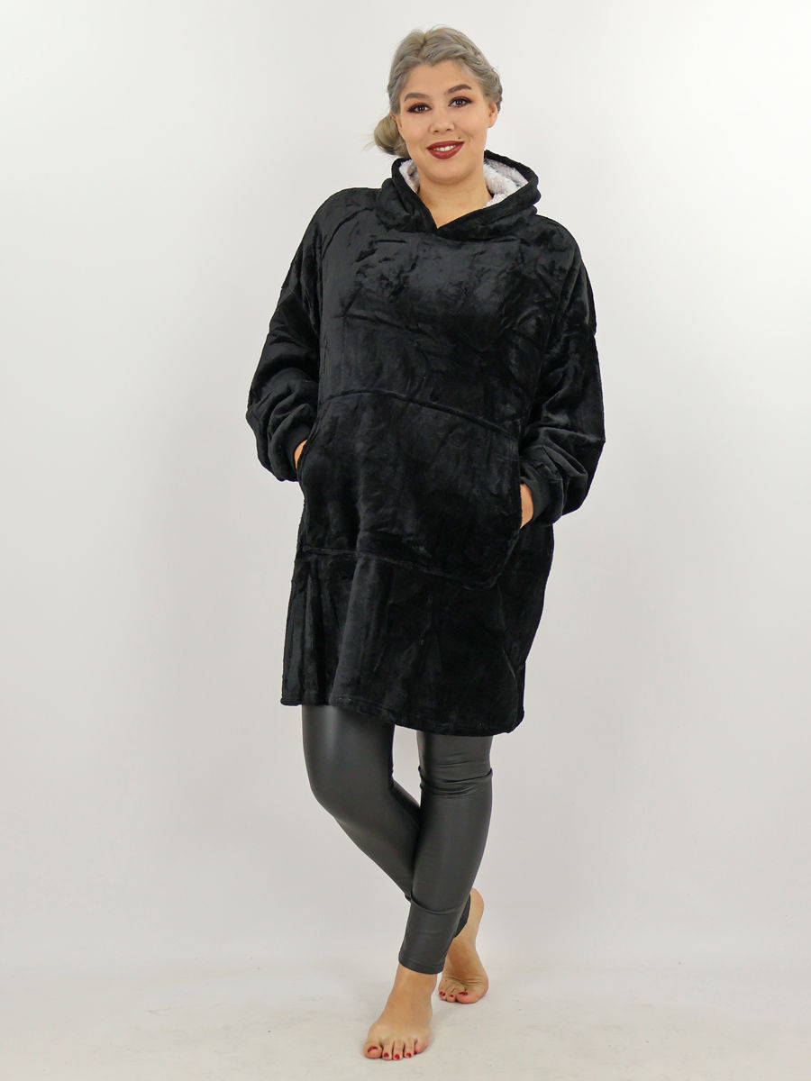 zwarte teddy trui huispak maatje meer dames webshop black just black