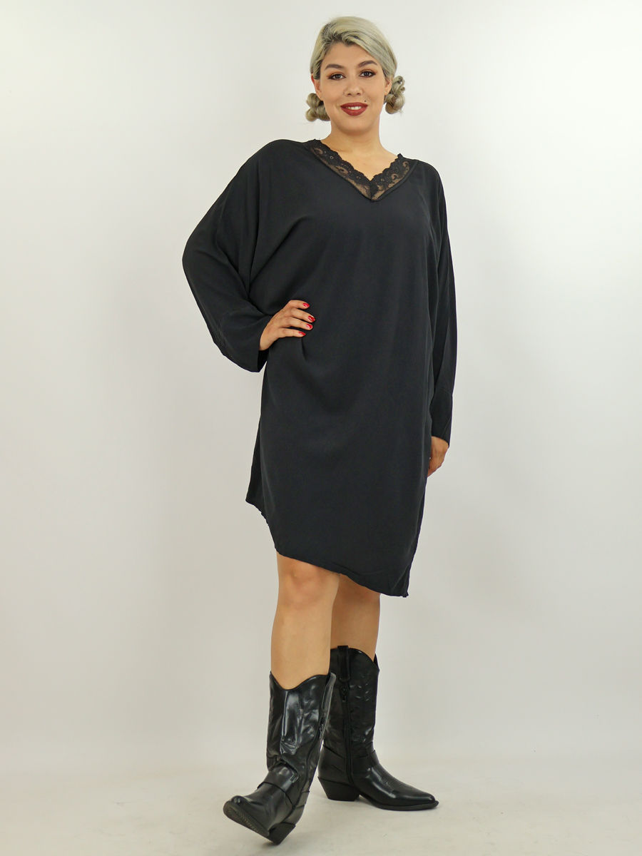 zwarte lange jurk met kant maatje meer dames webshop maatje meer black just black