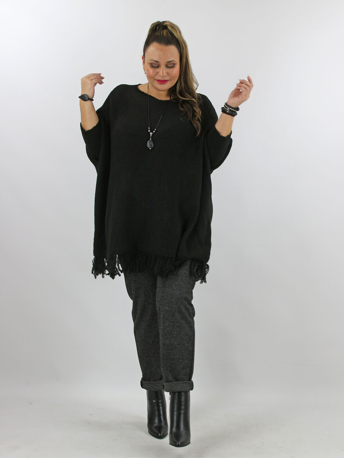 zwarte poncho trui Nena Black Just Black