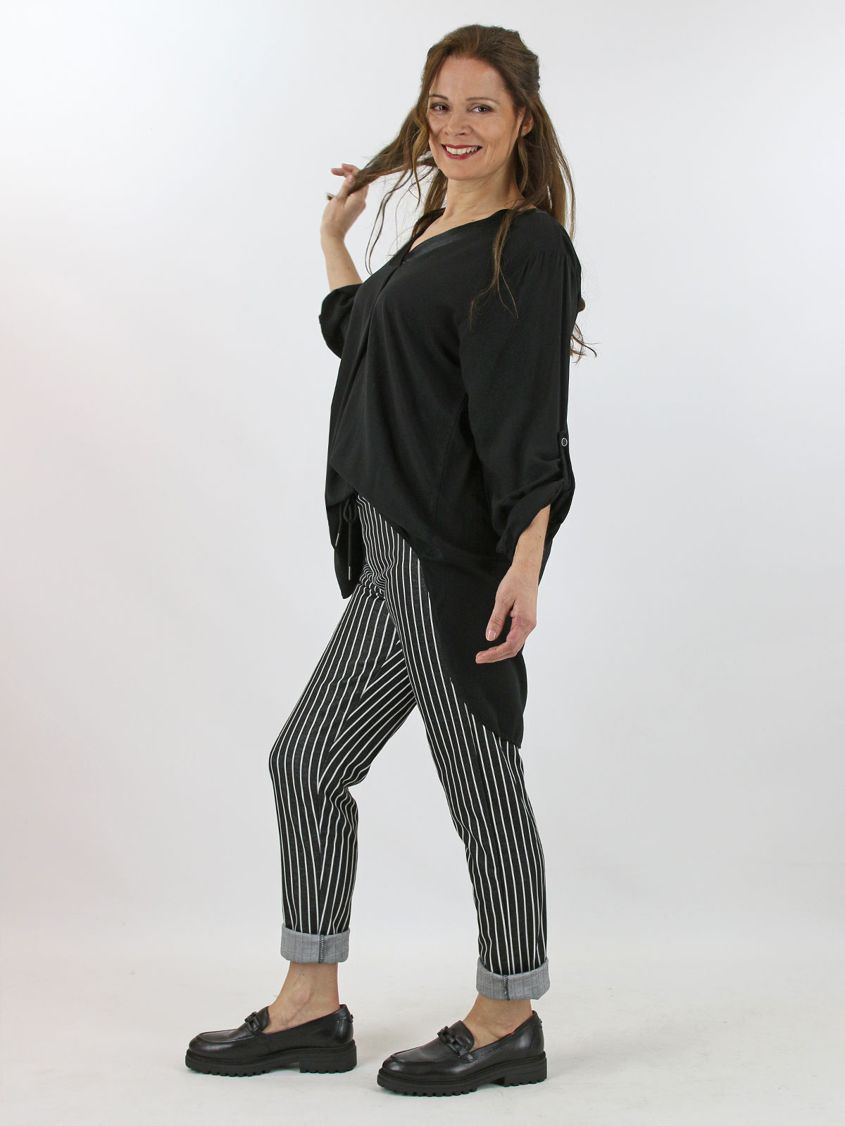 zwart wit legging streep Keylinn black just black