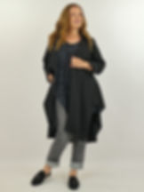 Zwart Vest lange mouw A lijn maatje meer dames webshop black just black