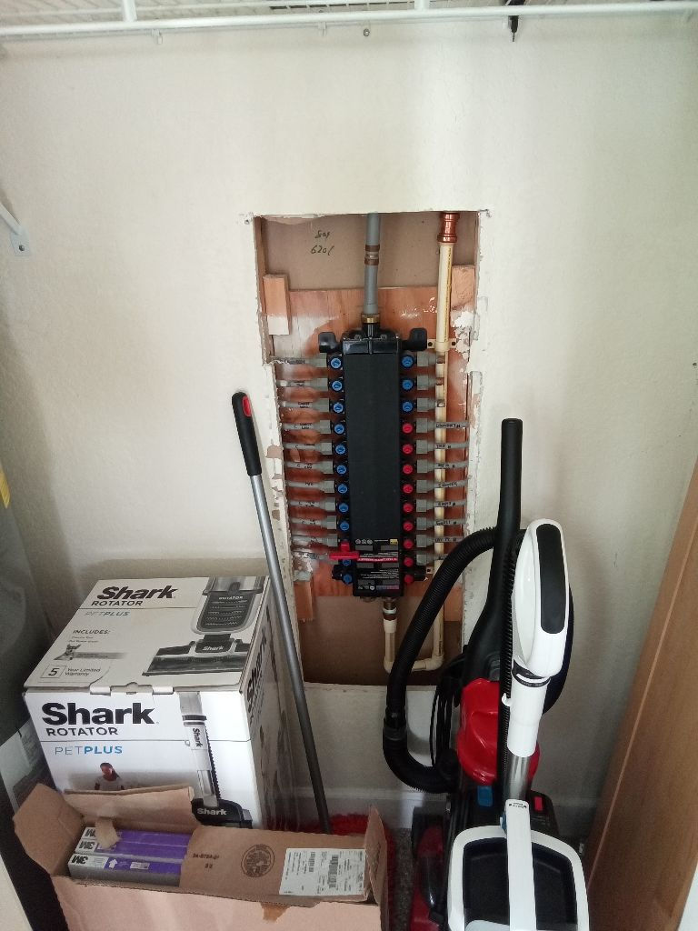 High angle view of a residential plumbing system