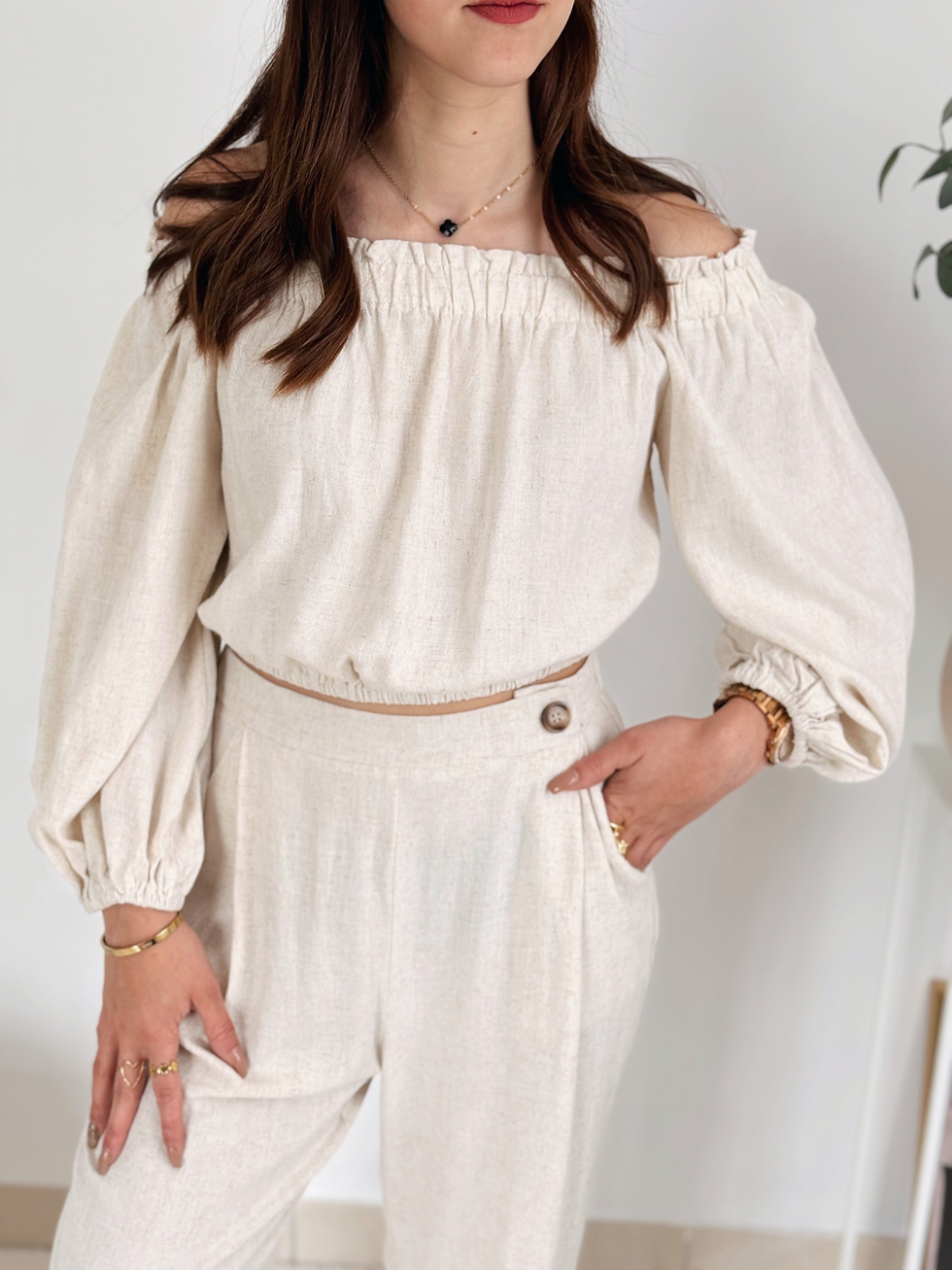 Miniature : Top beige en lin "Denisia"