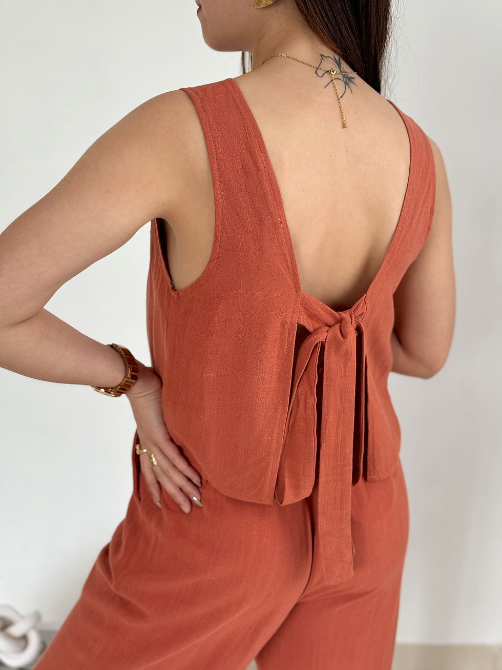 Miniature : Top rouille en lin "Erika"