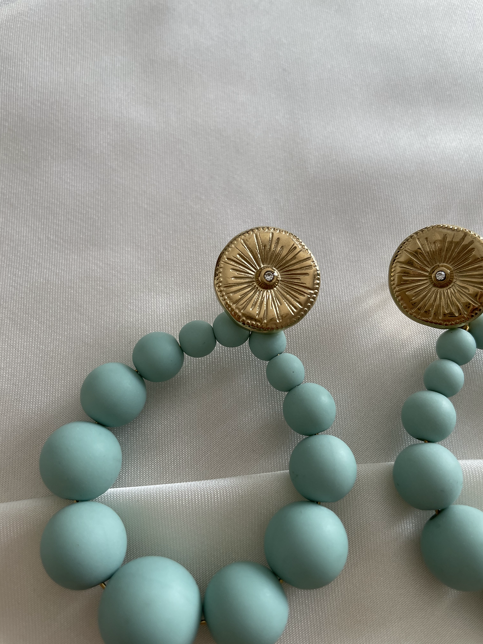 Miniature : Boucles d'oreilles vert menthe"Perla"