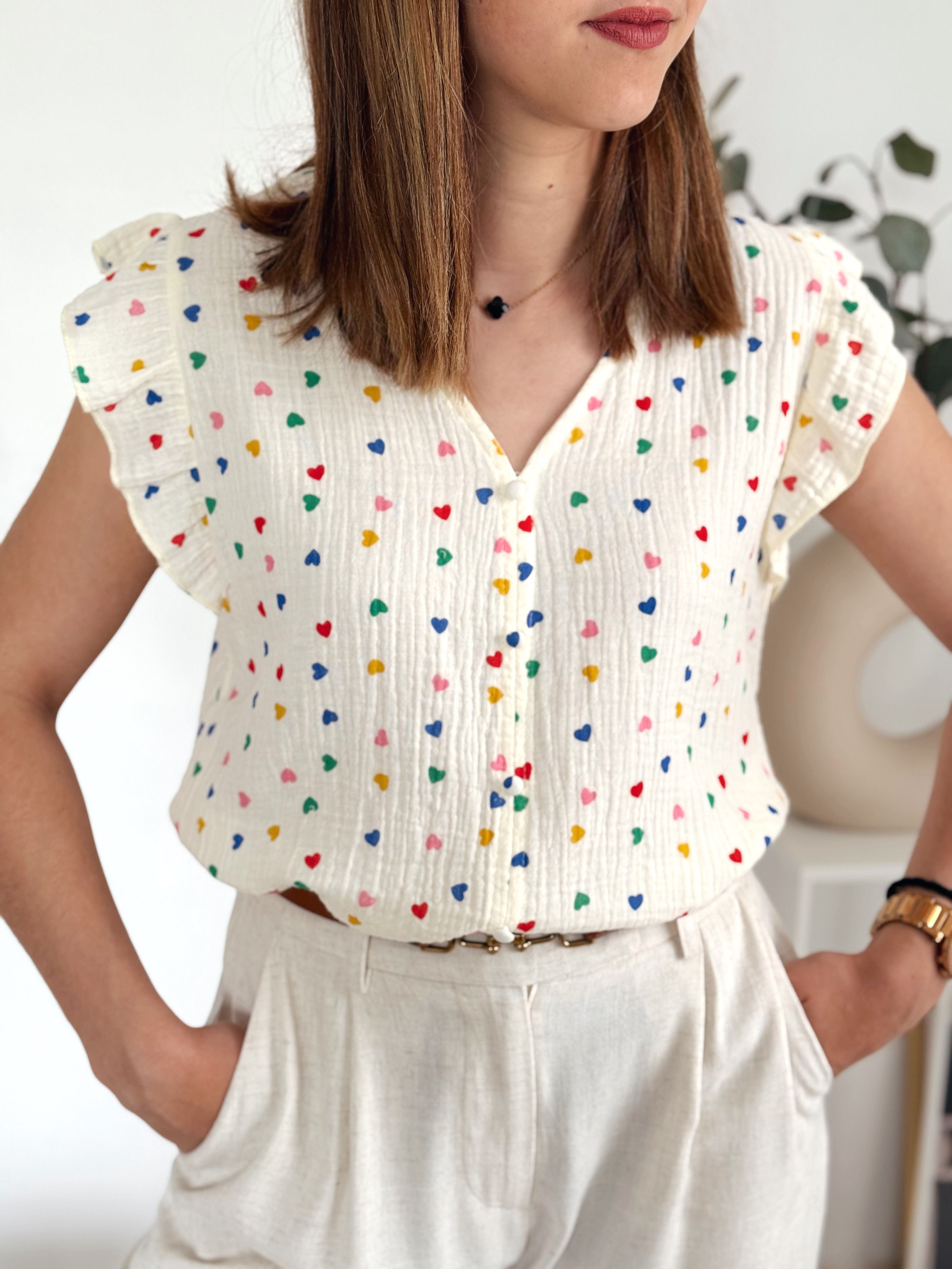 Blouse à coeurs "Maud"