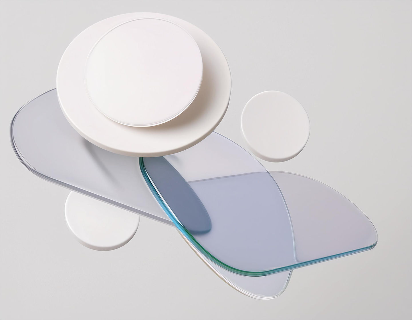 Firefly image abstract concept design 3d render, simple shapes glass, white background 27991