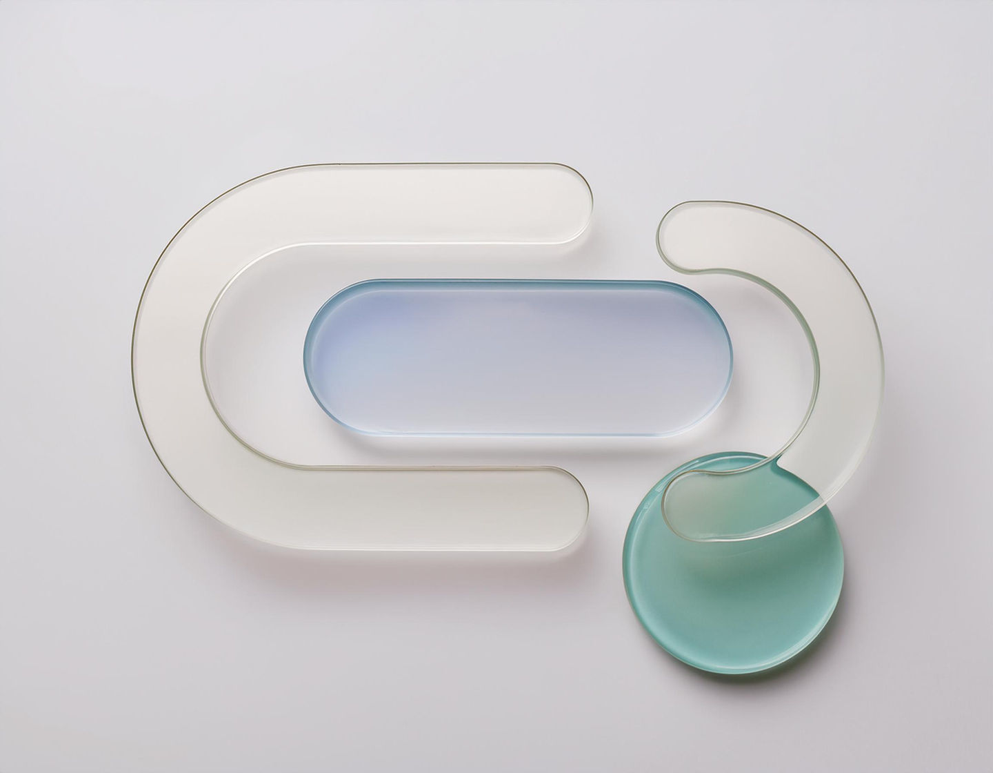 Firefly image abstract concept design 3d render, simple shapes glass, white background 24621