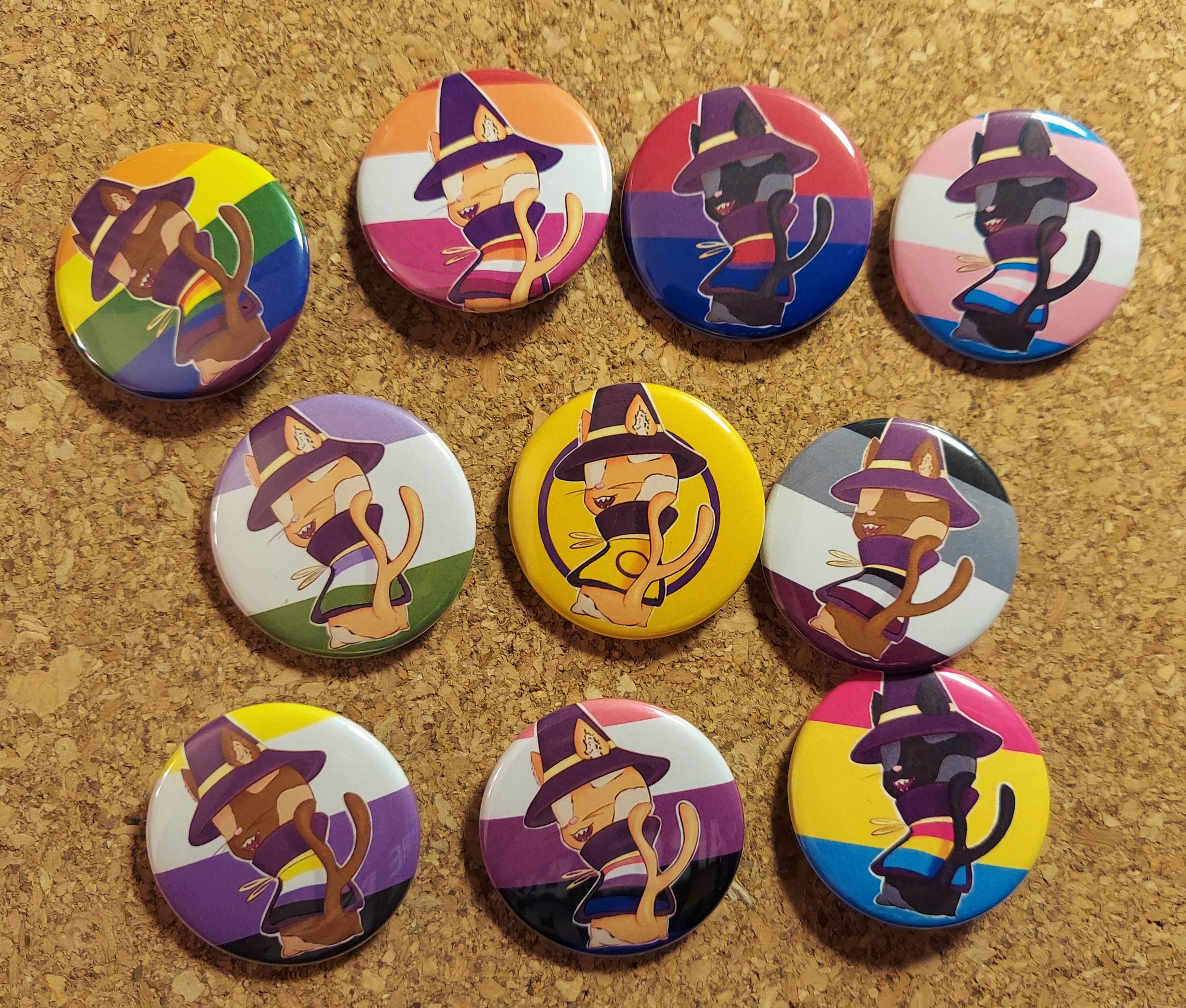 Pride Wizard Cats Buttons