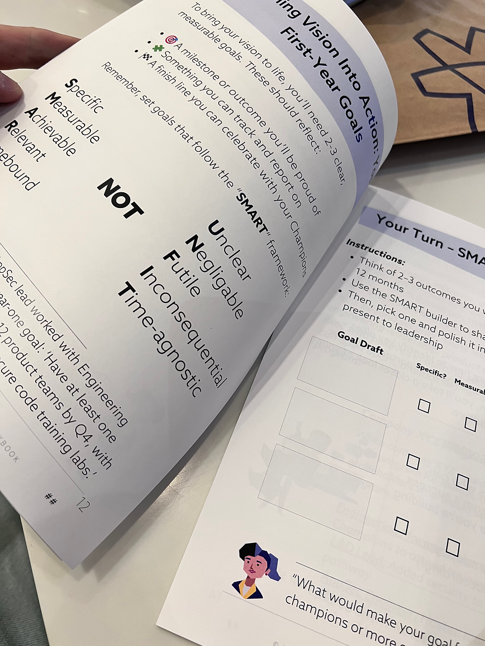 Preview of the Workshop Workbook - building goals