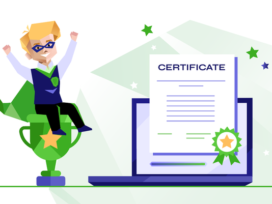 A Security Champion celebrating their cybersecurity certificate