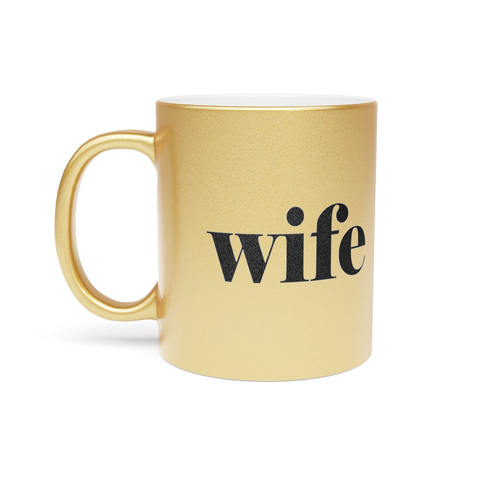 Thumbnail: "Wife" in Dead Sea Hebrew Metallic Mug (Silver\Gold)