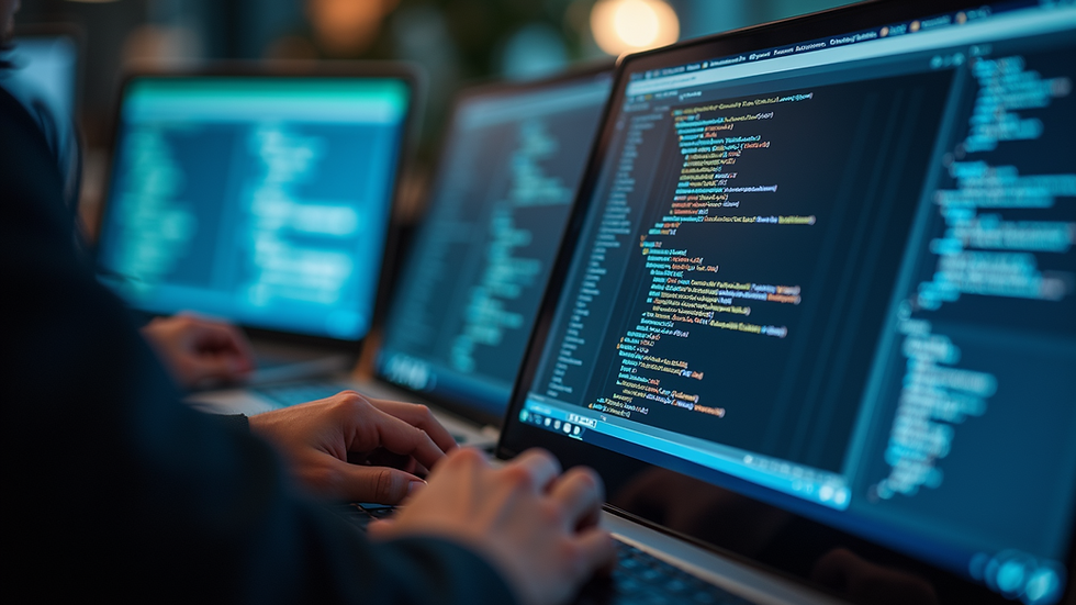 Close-up view of a laptop screen showing SAP consultant working on system configuration