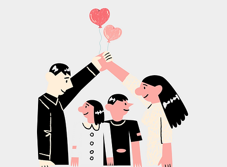 Pembe Çizim Sevgi Dolu Aile Instagram Gönderisi.png