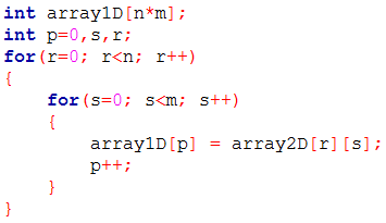 Copying elements from 2D array to 1D