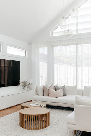 Living and TV area of soft furnishings project in Hamilton NSW 