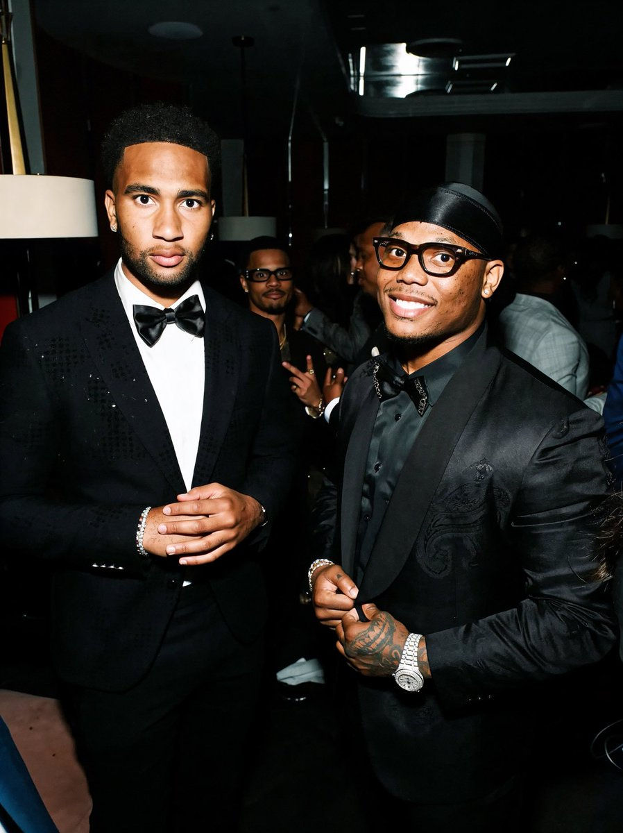 CJ Stroud and David Montgomery at the St. Brown Gala