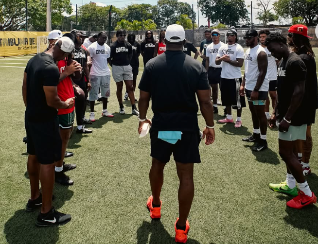 Graphic promoting the fourth annual Cover One Training event in Puerto Rico featuring several Houston Texans defenders. Participants listed include Derek Stingley Jr., Calen Bullock, Kamari Lassiter, Azeez Al-Shaair, Jamal Hill, Alijah Huzzie, Jaylin Smith and Jaylen Reed. The offseason training event, hosted by Derek Stingley Sr., brings together NFL defensive backs and linebackers for technique development, networking and team bonding in Puerto Rico.