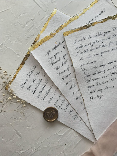 Handwritten Letter over Handmade Cotton Sheets along with Wax Seal