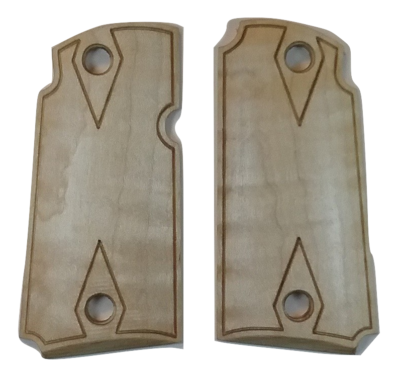 Thumbnail: Kimber Micro 9 - Hard Curly Maple - Double Diamond Border Grips