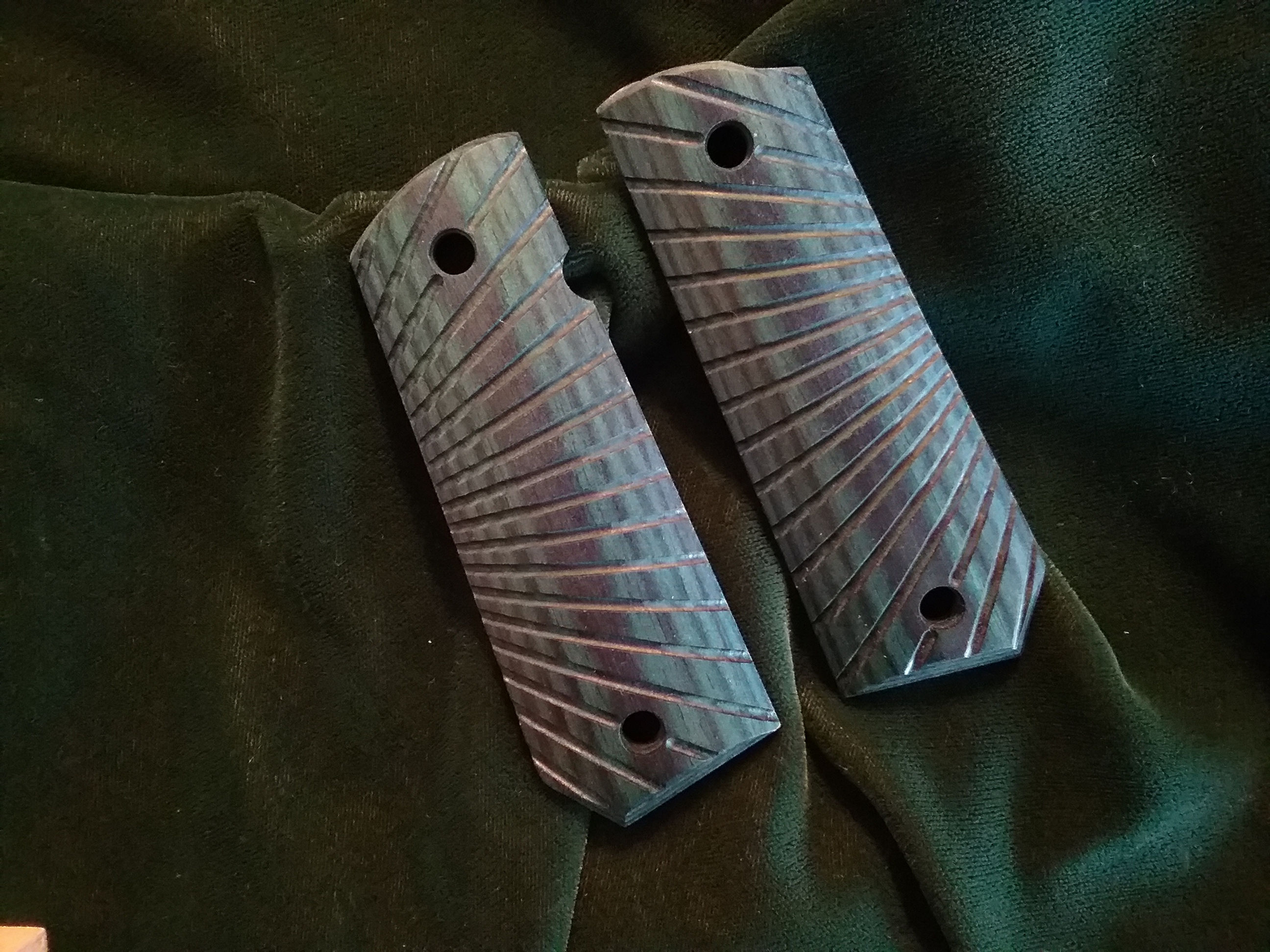 1911 - Full Size Bobtail Butt -  Blue - Tactical Radial Cut Grips