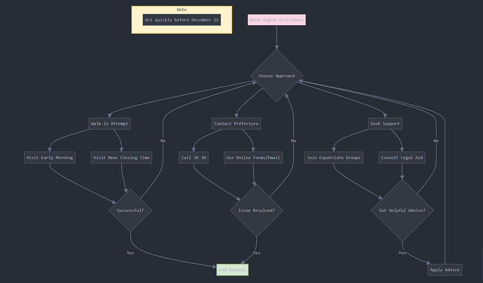 Process Flow of Urgent Assistance at the Prefecture in Paris, France.