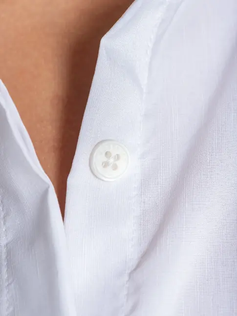 Smart linen-blend shirt styled for superyacht interior teams