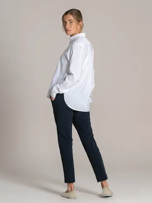 European made linen shirt for female crew on luxury superyacht
