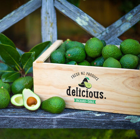 Feijoas in branded crate photographed by a commercial food product photographer in New Zealand