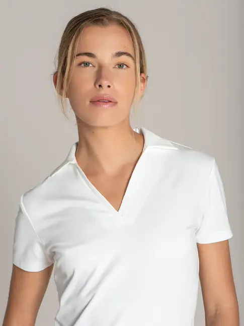 Luxury yacht uniform polo for female crew on charter
