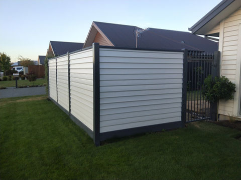 Coloursteel fencing and matching gates installed by Designer Gates Christchurch