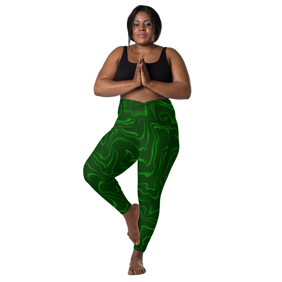 Thumbnail: Green Wave | Pocketed Crossover Leggings 