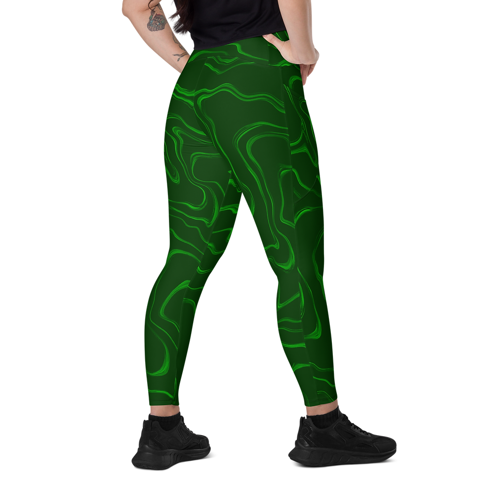 Thumbnail: Green Wave | Pocketed Crossover Leggings 