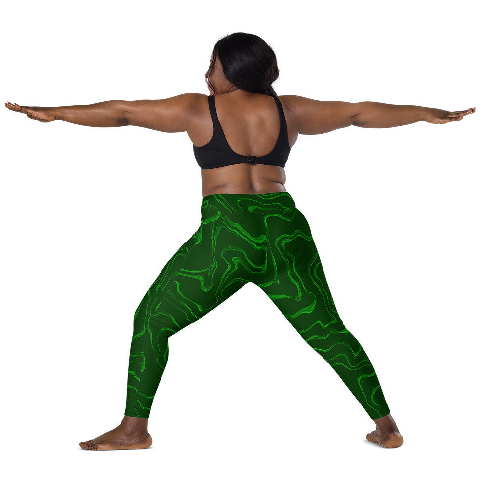 Thumbnail: Green Wave | Pocketed Crossover Leggings 