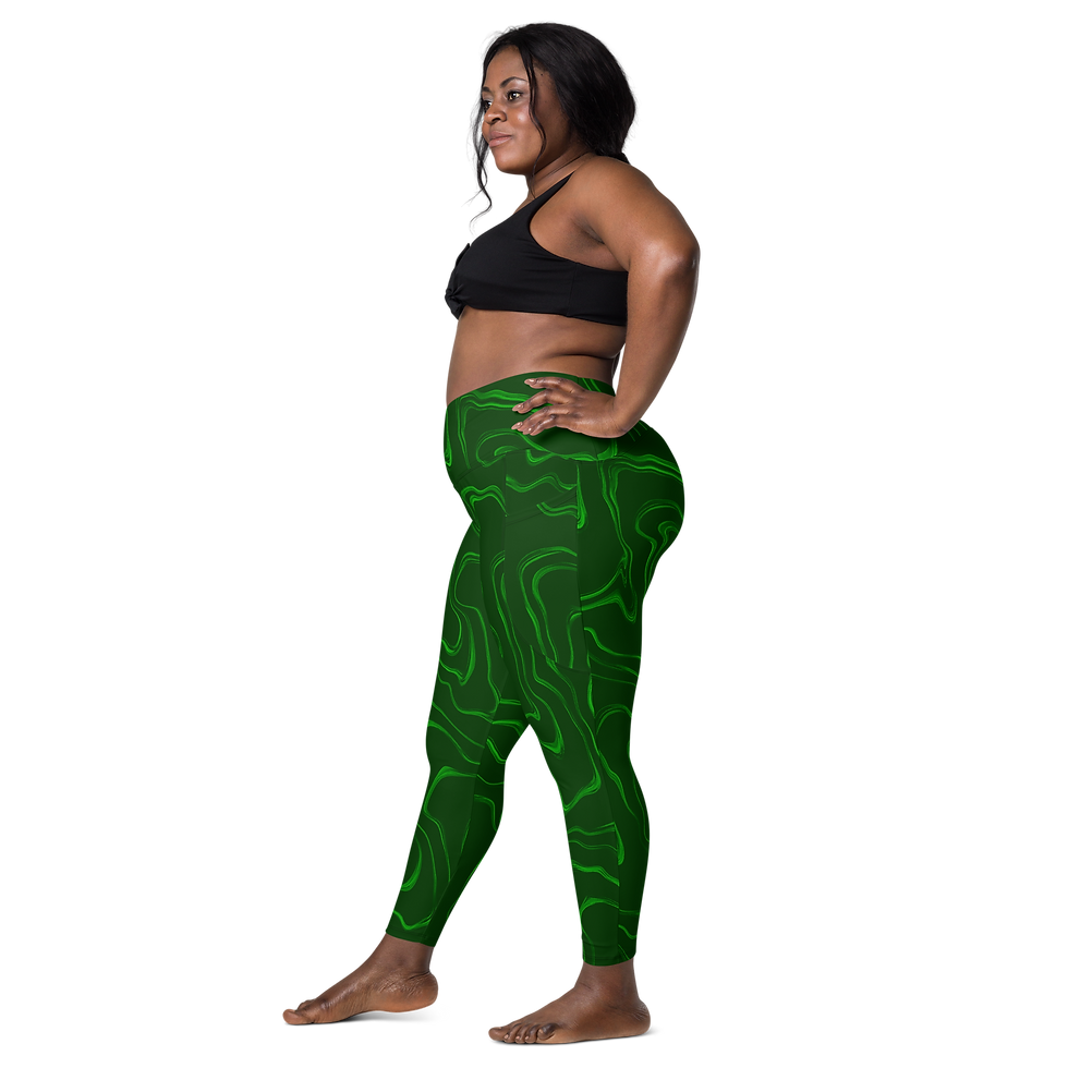 Thumbnail: Green Wave | Pocketed Crossover Leggings 