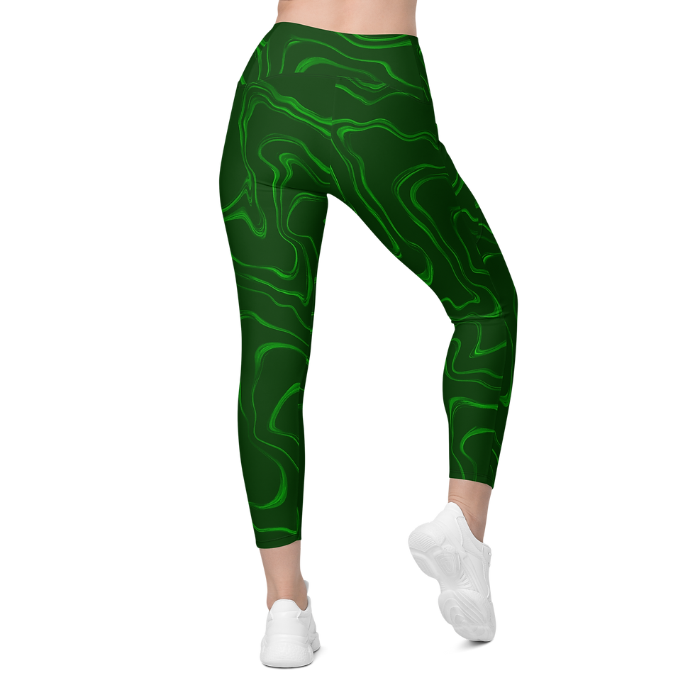 Thumbnail: Green Wave | Pocketed Crossover Leggings 