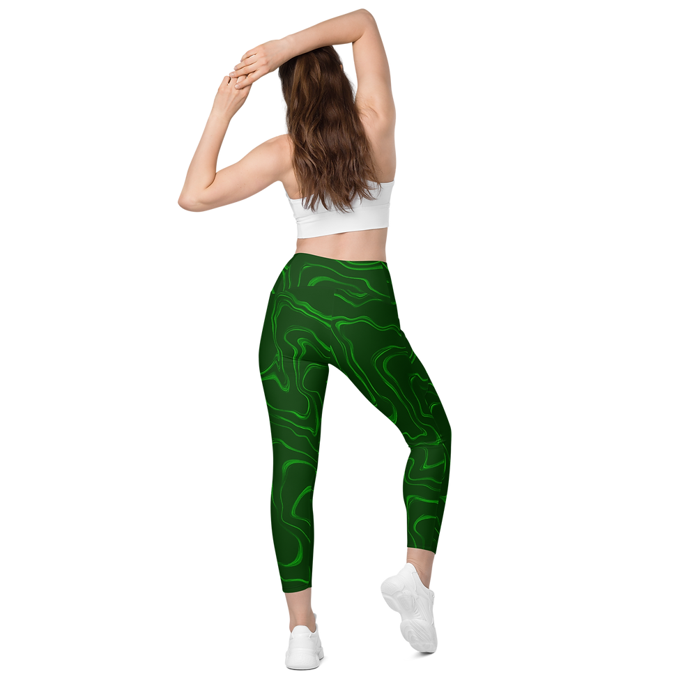 Thumbnail: Green Wave | Pocketed Crossover Leggings 