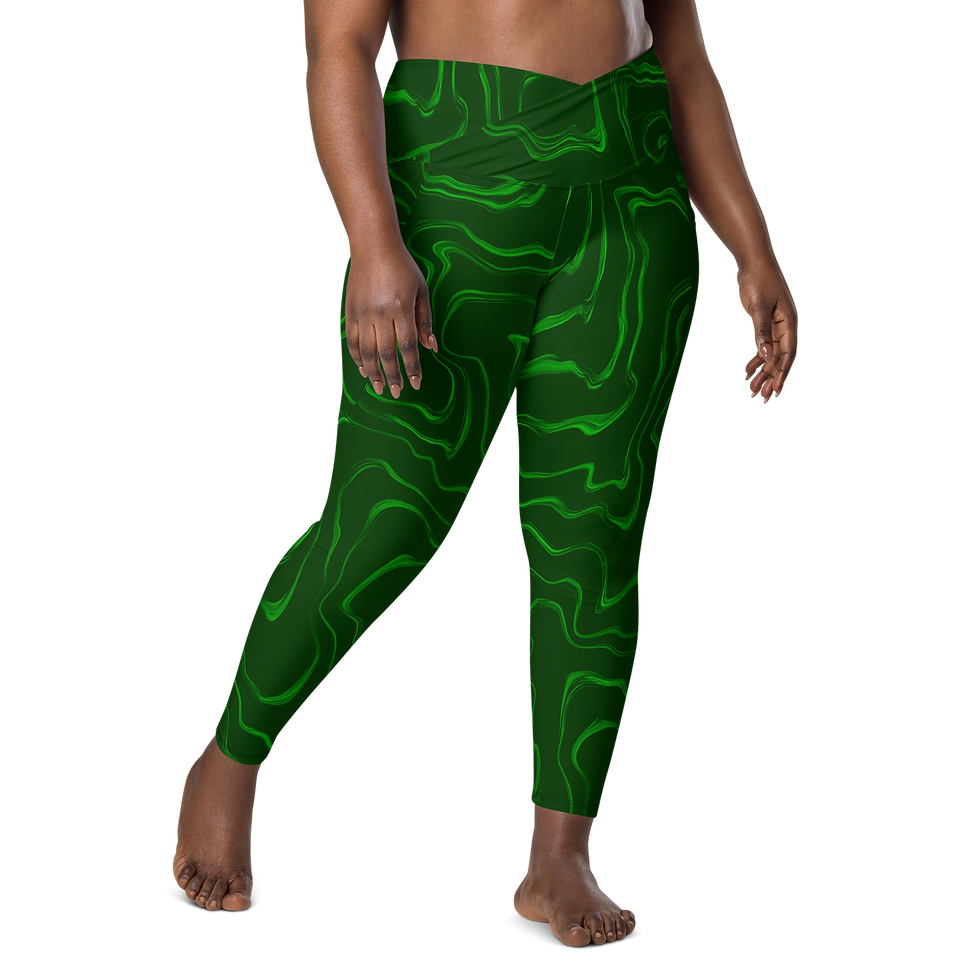 Thumbnail: Green Wave | Pocketed Crossover Leggings 