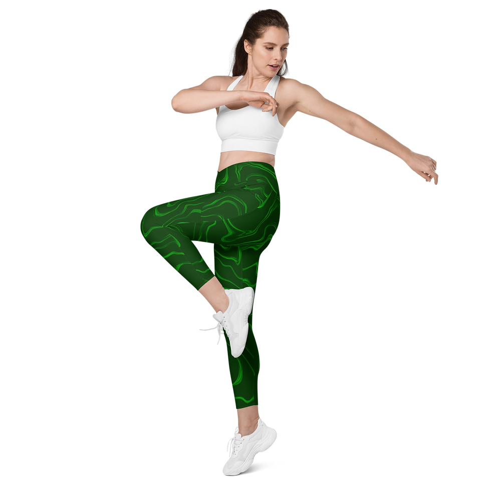 Thumbnail: Green Wave | Pocketed Crossover Leggings 