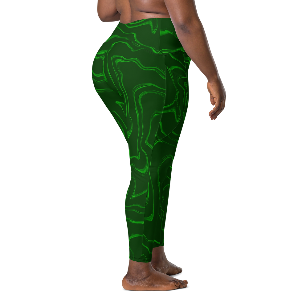 Thumbnail: Green Wave | Pocketed Crossover Leggings 