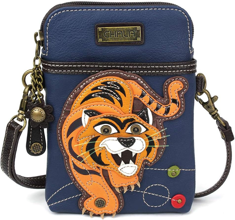Thumbnail: CHALA Cell Phone Crossbody Purse-Women PU Leather/Canvas Multicolor Handbag wit