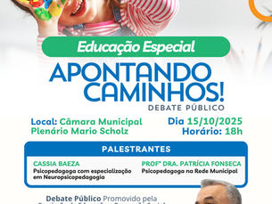 VEREADOR APOLINARIO, PRESIDENTE DA COMISSÃO DE EDUCAÇÃO, CONVIDA POPULAÇÃO PARA DEBATE PÚBLICO