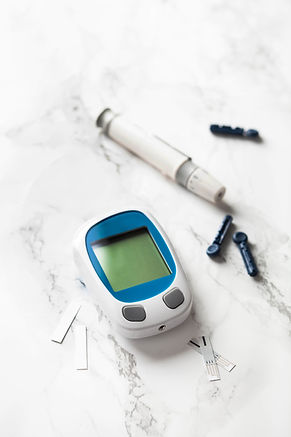 a blood sugar meter and test strips