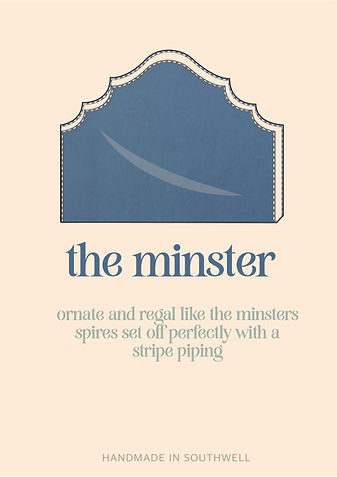 made-to-measure bespoke headboards, made in Nottingham in your choice of fabric in our traditional Minster shape