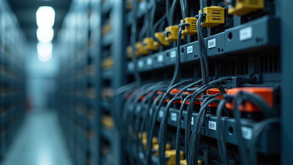 Close-up view of PLC wiring and industrial automation setup