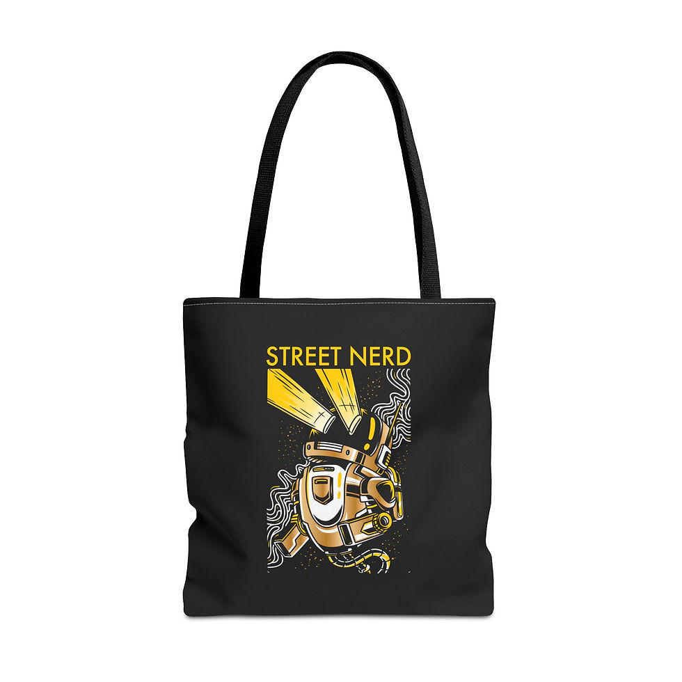 Thumbnail: Adventure With Astrobot (Street Nerd Collection) Custom Tote Bag (Black)