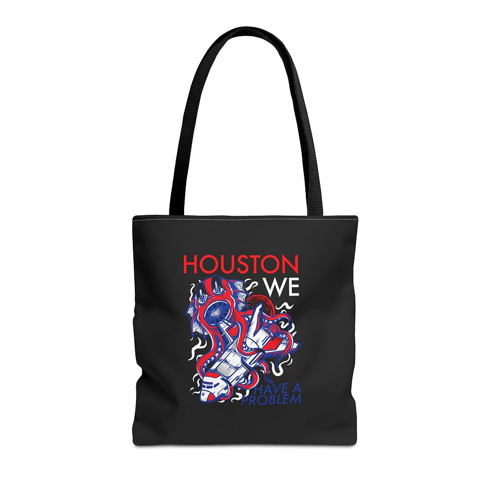 Thumbnail: Houston We Have a Problem (Street Nerd Collection) Custom Tote Bag (Black)