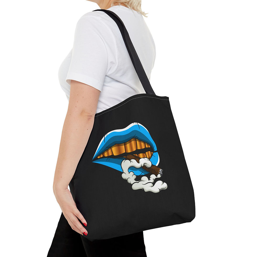 Thumbnail: Rolling Stoner (Blueberries & Lemonade Edition) Custom Tote Bag (Black)