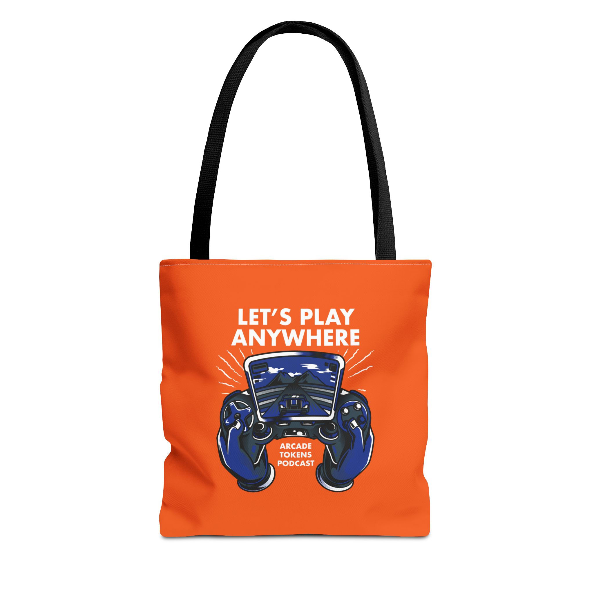 Arcade Token's Let's Play Anywhere Custom Tote Bag (Orange)